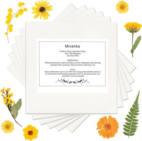 ورق نشاف ميفانكا لضغط الزهور. حزمة من 6 ورقات (7 * 7 بوصة) in Kuwait