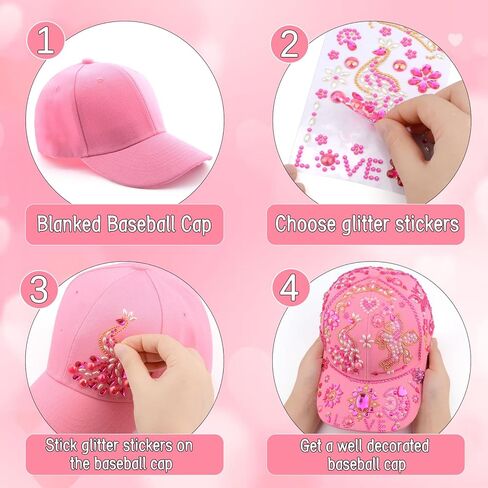Nigifter Crafts for Girls Ages 8-12, Decorate Your Own Baseball Cap Birthday Christmas Gifts for Girls 6-12 DIY Arts and Crafts Kits Blue Baseball Cap for Girls with 8 Sheets Gems Stickers in Kuwait