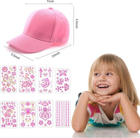 Nigifter Crafts for Girls Ages 8-12, Decorate Your Own Baseball Cap Birthday Christmas Gifts for Girls 6-12 DIY Arts and Crafts Kits Blue Baseball Cap for Girls with 8 Sheets Gems Stickers in Kuwait