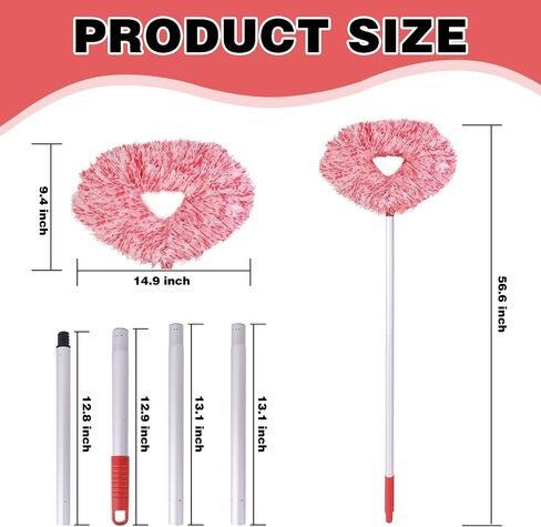 2024 Dusters for Cleaning -Ceiling Fan Cleaner Duster with Extension Pole,13 to 56 Inch Removable Washable Fan Duster for Ceiling Fan Blades Cleaning Cobweb Furniture Bookshelves Door (Bluish Pink) in Saudi Arabia