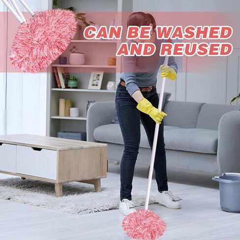 2024 Dusters for Cleaning -Ceiling Fan Cleaner Duster with Extension Pole,13 to 56 Inch Removable Washable Fan Duster for Ceiling Fan Blades Cleaning Cobweb Furniture Bookshelves Door (Bluish Pink) in Saudi Arabia