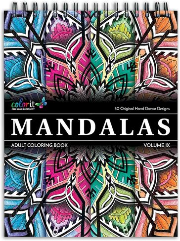 ColorIt Mandalas to Color Volume IV Coloring Book for Adults Relaxation, 50 Single-Sided Designs, Thick Smooth Paper, Spiral Binding, USA Printed, Lay Flat Hardback Book Covers, Ink Blotter Paper in Kuwait