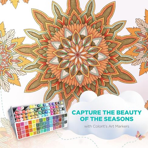 ColorIt Mandalas to Color Volume IV Coloring Book for Adults Relaxation, 50 Single-Sided Designs, Thick Smooth Paper, Spiral Binding, USA Printed, Lay Flat Hardback Book Covers, Ink Blotter Paper in Kuwait