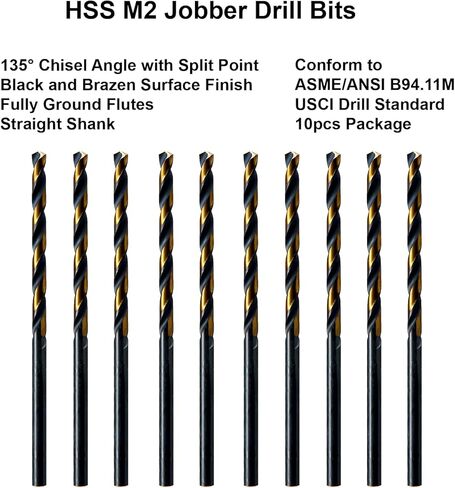 MAXTOOL No.34 10pcs Identical Jobber Length Drills Dia 0.111" HSS M2 Twist Drill Bits Wire Gauge Gage Numbered Straight Shank Drills; JBN02H10R34P10 in Saudi Arabia