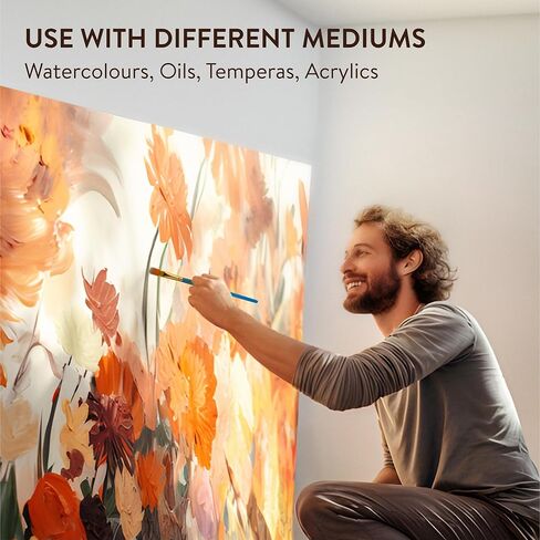 H&S Paint Brush Set for Oil Watercolor & Acrylic Painting - 12pcs - Professional Flat and Round Tip Artist Brushes - w/ Synthetic Hair in Kuwait