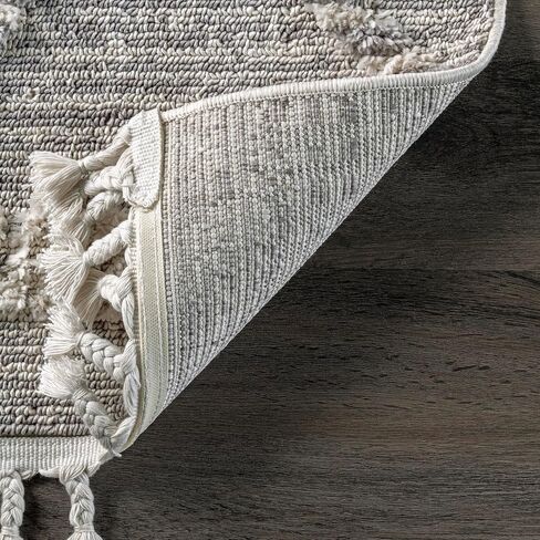 nuLOOM Skylar Geometric Trellis Tassel Runner Rug, 2' x 6', Beige, Rectangular, 0.75" Thick in Saudi Arabia