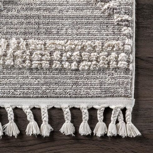 nuLOOM Skylar Geometric Trellis Tassel Runner Rug, 2' x 6', Beige, Rectangular, 0.75" Thick in Saudi Arabia