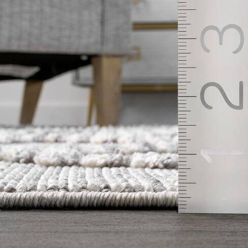 nuLOOM Skylar Geometric Trellis Tassel Runner Rug, 2' x 6', Beige, Rectangular, 0.75" Thick in Saudi Arabia