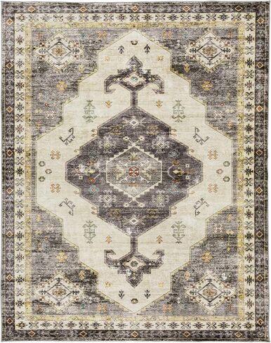 DECOMALL Emily Washable Area Rug, Vintage Floral Rug, Non-Slip Large Rug for Bedroom Living Room Dining Room, Green 7’6’’x9’6’’ in Saudi Arabia