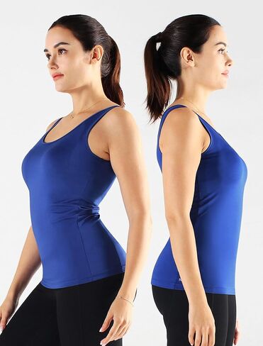 NELEUS Women's 3 Pack Compression Tank Top Support Yoga Bra with Cups Athletic Running Shirts in Kuwait