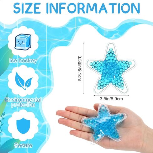 50 قطعة من عبوات الثلج بو بوو من تريلاكو، عبوات باردة قابلة لإعادة الاستخدام، عبوات ثلج صغيرة لتبريد الضغط البارد، حمى أسنان الحكمة، تخفيف الألم، 5 ألوان (نجمة) in Kuwait