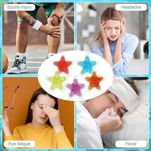 50 قطعة من عبوات الثلج بو بوو من تريلاكو، عبوات باردة قابلة لإعادة الاستخدام، عبوات ثلج صغيرة لتبريد الضغط البارد، حمى أسنان الحكمة، تخفيف الألم، 5 ألوان (نجمة) in Kuwait