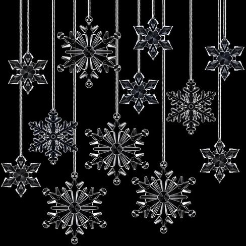 45 Pcs Christmas Snowflake Ornaments Acrylic Christmas Ornaments Christmas Decorations Acrylic Xmas Snowflakes Xmas Tree Pendant with Rope for Winter Holiday Party DIY Decor (Clear) in Saudi Arabia