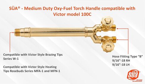 SÜA - Medium Duty Oxy-Fuel Torch with Check Valves, Cutting, Heating and Welding Tips (Acetylene) - Compatible with Victor in Saudi Arabia