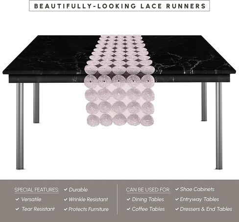 Elegant Comfort Embroidery Misho Runner-Dresser Scarf for Home Room Crochet Tabletop, Kitchen Dining Table Decoration for Indoor and Outdoor, 16 X 54 Inch, Gray in Kuwait