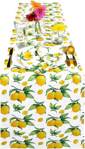 مفرش طاولة Yourtablecloth مصنوع من القطن بنسبة 100% ديكور أنيق للمناسبات الداخلية والخارجية - فراشة، 14 × 72 in Kuwait
