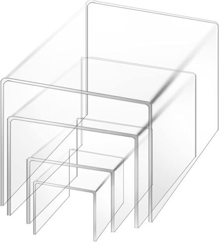 findTop Set of 4 Clear Acrylic Risers Display, Clear Product Stand, Jewelry Display Riser Shelf Showcase for Figures Store, Candy Dessert Display Stand-3", 4", 5", 6" in Saudi Arabia