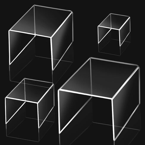 findTop Set of 4 Clear Acrylic Risers Display, Clear Product Stand, Jewelry Display Riser Shelf Showcase for Figures Store, Candy Dessert Display Stand-3", 4", 5", 6" in Saudi Arabia