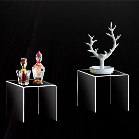 findTop Set of 4 Clear Acrylic Risers Display, Clear Product Stand, Jewelry Display Riser Shelf Showcase for Figures Store, Candy Dessert Display Stand-3", 4", 5", 6" in Saudi Arabia