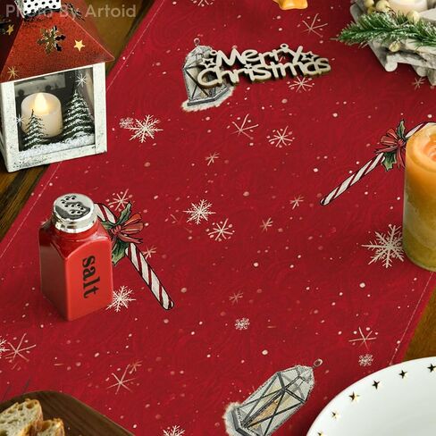 Artoid Mode Xmas Tree Snowman Birds Christmas Table Runner, Seasonal Winter Holiday Kitchen Dining Table Decoration for Home Party Decor 13x72 Inch in Saudi Arabia
