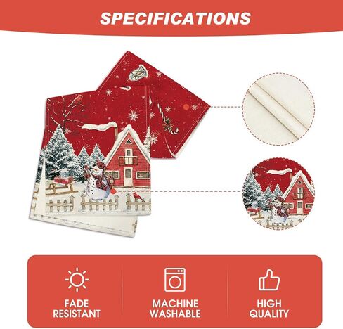 Artoid Mode Xmas Tree Snowman Birds Christmas Table Runner, Seasonal Winter Holiday Kitchen Dining Table Decoration for Home Party Decor 13x72 Inch in Saudi Arabia