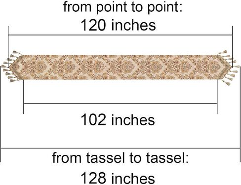 Grelucgo Large Luxury Thick Lined Damask Table Runners with Multi-Tassels (12x120 inch) in Saudi Arabia