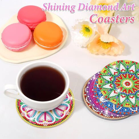 Billbotk Diamond Art Painting Coasters Kit, 10 Pieces Mandala Diamond Art Coasters with Holder, DIY Diamond Arts and Crafts for Adults in Kuwait