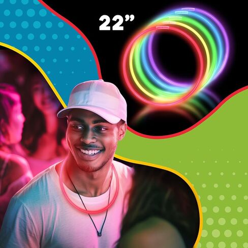 Windy City Novelties 22" Glow Stick Necklaces – 50 Pack for Summer Parties, Camping & July 4th Celebrations (Assorted) in Kuwait