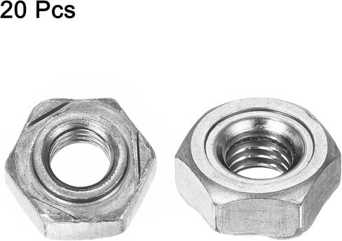 uxcell 10Pcs Hex Weld Nuts, M8x1.25mm Carbon Steel Hex Nuts with 3 Projections Machine Screw for DIY Home Repair Machinery, Silver in Saudi Arabia