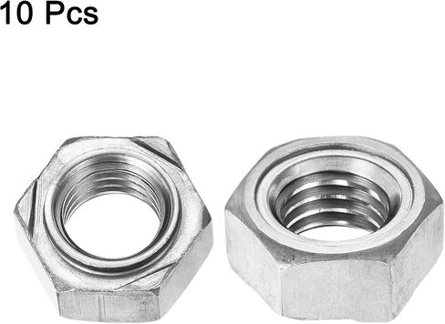 uxcell 10Pcs Hex Weld Nuts, M8x1.25mm Carbon Steel Hex Nuts with 3 Projections Machine Screw for DIY Home Repair Machinery, Silver in Saudi Arabia