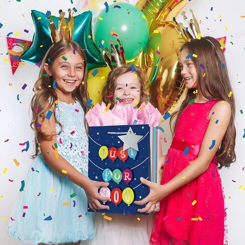 WLUSEAXI 4Pack Birthday Gift Bag with Tissue Paper,12.6×4.7×10.2 Inch Large Birthday Gift Bag with Handles,Happy Birthday Bags for Girls,Boys,Kids,Women’s Birthdays Party (B) in Kuwait