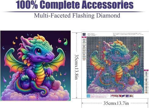 Diamond Art Kits for Adults, Colorful Baby Dragon 5D DIY Colorful Diamond Painting Kits for Beginners,Full Drill Cute Animal Gem Art for Home Wall Decor 14x14 inch in Kuwait