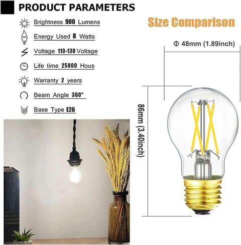 Dimmable E26 led Bulb 6W Equal 60 watt Vintage LED Edison Bulb AC120V A15 LED Bulb for Ceiling Fan Light Bulbs,Appliance Bulb and Refrigerator Light Bulb 600LM Clear Medium 6Pack (Soft white 3000k) in Saudi Arabia