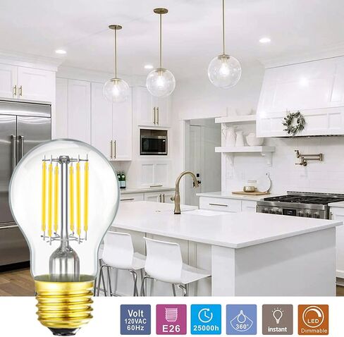 Dimmable E26 led Bulb 6W Equal 60 watt Vintage LED Edison Bulb AC120V A15 LED Bulb for Ceiling Fan Light Bulbs,Appliance Bulb and Refrigerator Light Bulb 600LM Clear Medium 6Pack (Soft white 3000k) in Saudi Arabia