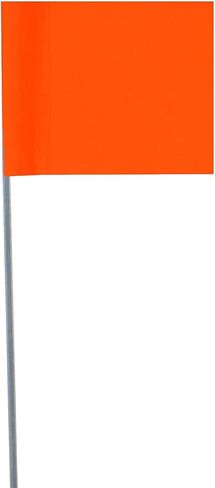 Plain Fluorescent Orange Vinyl Marking Flag - 2.5″ x 3.5″ Flag with 21" Wire Staff - Case of 100 in Saudi Arabia