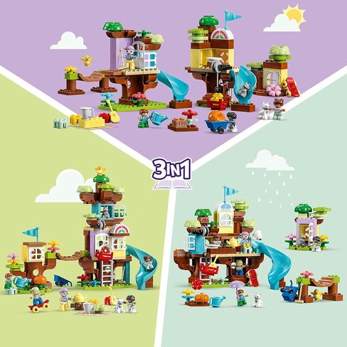 LEGO DUPLO 3in1 Tree House 10993 Creative Building Toy for Toddlers, Includes 8 Figures for Teaching Social Skills, Playing Together and Group Play, Great Birthday Gift for Kids in Saudi Arabia