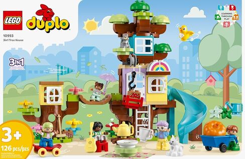 LEGO DUPLO 3in1 Tree House 10993 Creative Building Toy for Toddlers, Includes 8 Figures for Teaching Social Skills, Playing Together and Group Play, Great Birthday Gift for Kids in Saudi Arabia