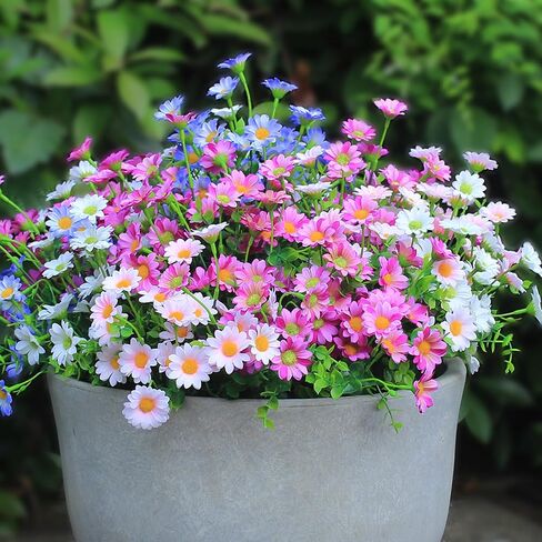 alyptus 8 Bundles Artificial Flowers for Outdoors Faux Mums UV Resistant Plastic Fall Plants Fake Greenery Orange Daisy Bulk for Home Gardenr Window Box Pathway Plante Wedding Decor (Orange) in Saudi Arabia