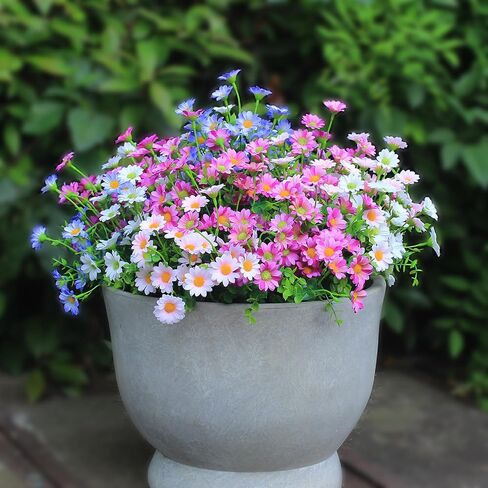 alyptus 8 Bundles Artificial Flowers for Outdoors Faux Mums UV Resistant Plastic Fall Plants Fake Greenery Orange Daisy Bulk for Home Gardenr Window Box Pathway Plante Wedding Decor (Orange) in Saudi Arabia