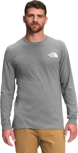 تي شيرت رجالي من THE NORTH FACE Box NSE L/S TNF رمادي متوسط ​​هيذر/TNF أسود Sz S in Saudi Arabia