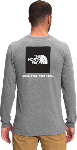 تي شيرت رجالي من THE NORTH FACE Box NSE L/S TNF رمادي متوسط ​​هيذر/TNF أسود Sz S in Saudi Arabia
