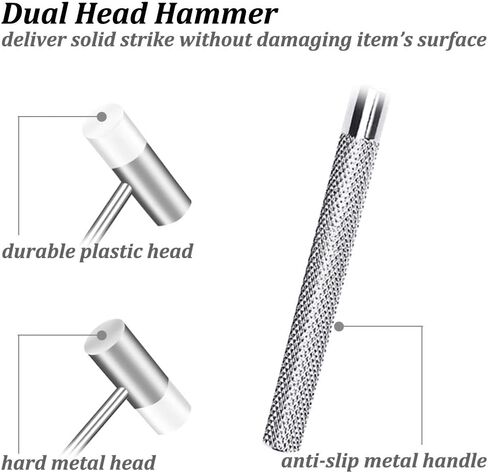 Dual Head Small Hammer, 7 Inches, Plastic Head and Metal Head, Black Plastic Grip, Double face Jewelry Mallet, Mini Hammer for Crafts, Watch, Tuning, Woodworking, Toys, DIY, Leather, Instruments in Kuwait