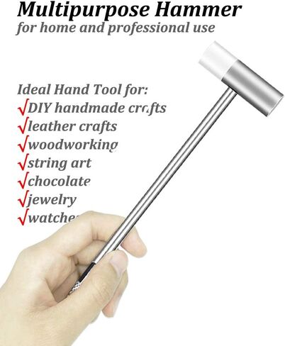 Dual Head Small Hammer, 7 Inches, Plastic Head and Metal Head, Black Plastic Grip, Double face Jewelry Mallet, Mini Hammer for Crafts, Watch, Tuning, Woodworking, Toys, DIY, Leather, Instruments in Kuwait