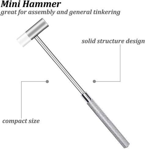 Dual Head Small Hammer, 7 Inches, Plastic Head and Metal Head, Black Plastic Grip, Double face Jewelry Mallet, Mini Hammer for Crafts, Watch, Tuning, Woodworking, Toys, DIY, Leather, Instruments in Kuwait