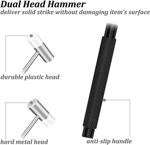 Dual Head Small Hammer, 7 Inches, Plastic Head and Metal Head, Black Plastic Grip, Double face Jewelry Mallet, Mini Hammer for Crafts, Watch, Tuning, Woodworking, Toys, DIY, Leather, Instruments in Kuwait