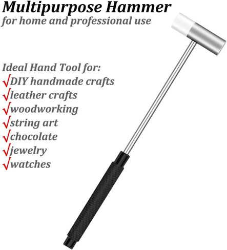 Dual Head Small Hammer, 7 Inches, Plastic Head and Metal Head, Black Plastic Grip, Double face Jewelry Mallet, Mini Hammer for Crafts, Watch, Tuning, Woodworking, Toys, DIY, Leather, Instruments in Kuwait