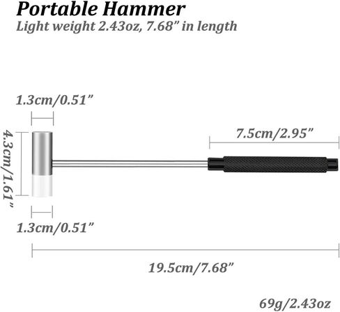 Dual Head Small Hammer, 7 Inches, Plastic Head and Metal Head, Black Plastic Grip, Double face Jewelry Mallet, Mini Hammer for Crafts, Watch, Tuning, Woodworking, Toys, DIY, Leather, Instruments in Kuwait