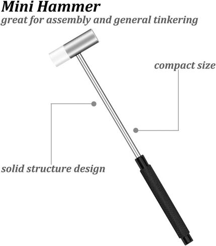 Dual Head Small Hammer, 7 Inches, Plastic Head and Metal Head, Black Plastic Grip, Double face Jewelry Mallet, Mini Hammer for Crafts, Watch, Tuning, Woodworking, Toys, DIY, Leather, Instruments in Kuwait