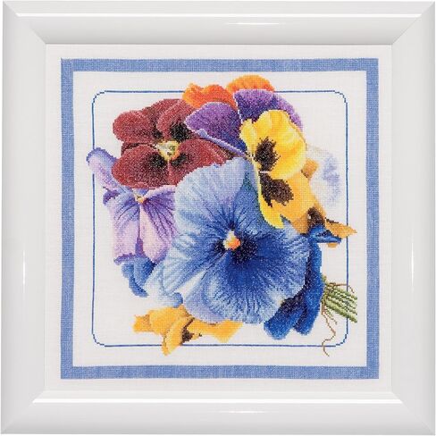 Thea Gouverneur - Counted Cross Stitch Kit - Pansies - Aida Black - 18 Count - for Adults - 435.05 in Kuwait