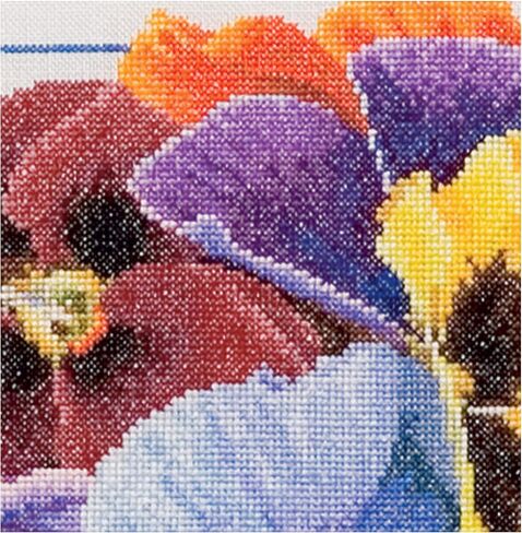 Thea Gouverneur - Counted Cross Stitch Kit - Pansies - Aida Black - 18 Count - for Adults - 435.05 in Kuwait